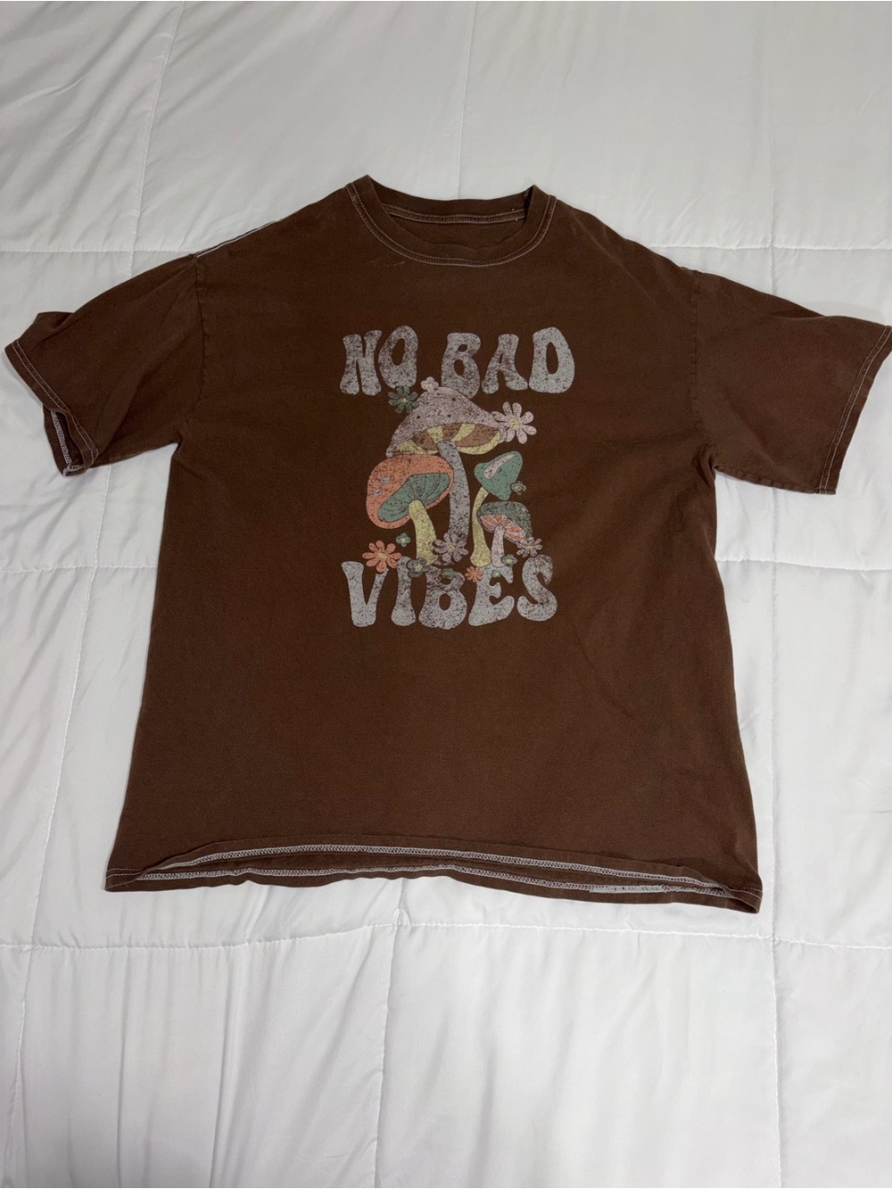 No Bad Vibes Brown Graphic Tee